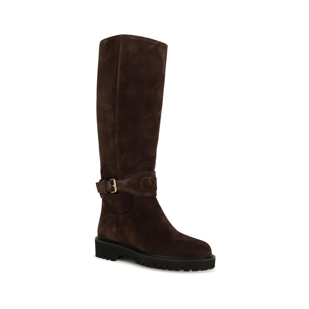 Valentino Garavani Brown Calf Leather High Boots