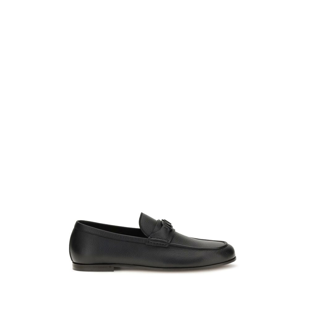 Valentino Garavani Black Deer Leather Loafers