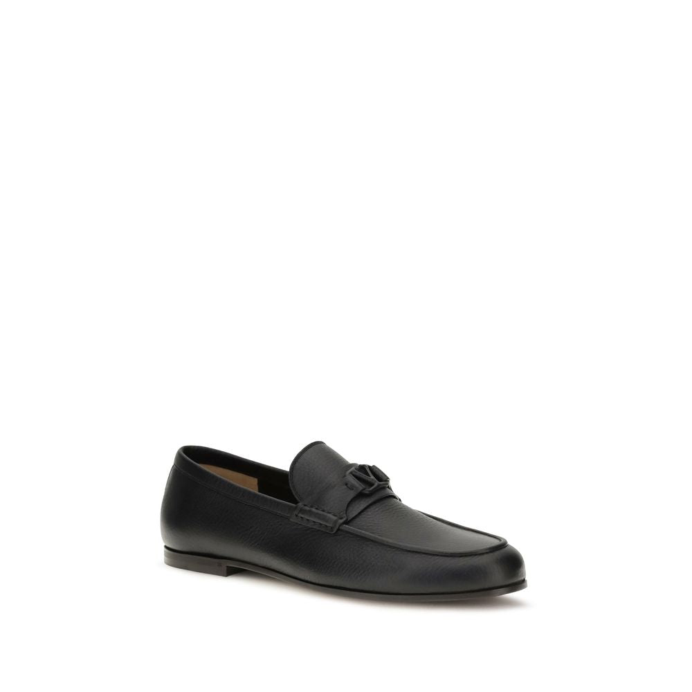 Valentino Garavani Black Deer Leather Loafers