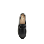 Valentino Garavani Black Deer Leather Loafers