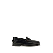 Santoni Black Calf Leather Loafers
