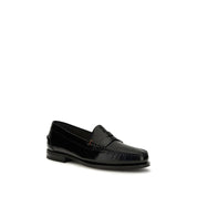 Santoni Black Calf Leather Loafers