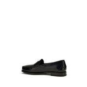 Santoni Black Calf Leather Loafers