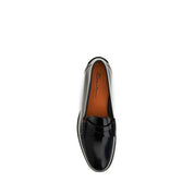 Santoni Black Calf Leather Loafers