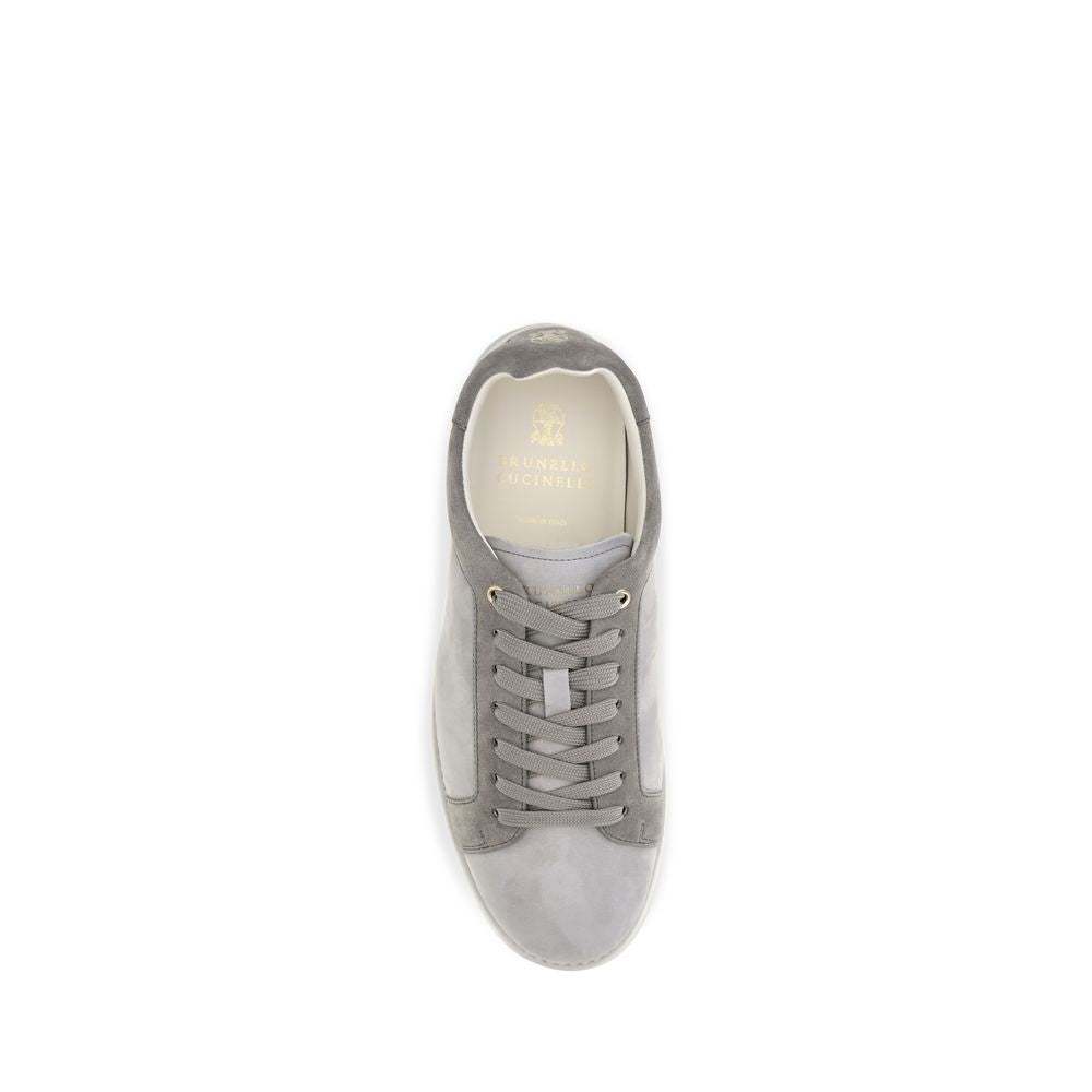 Brunello Cucinelli Gray Suede Low Top Sneakers