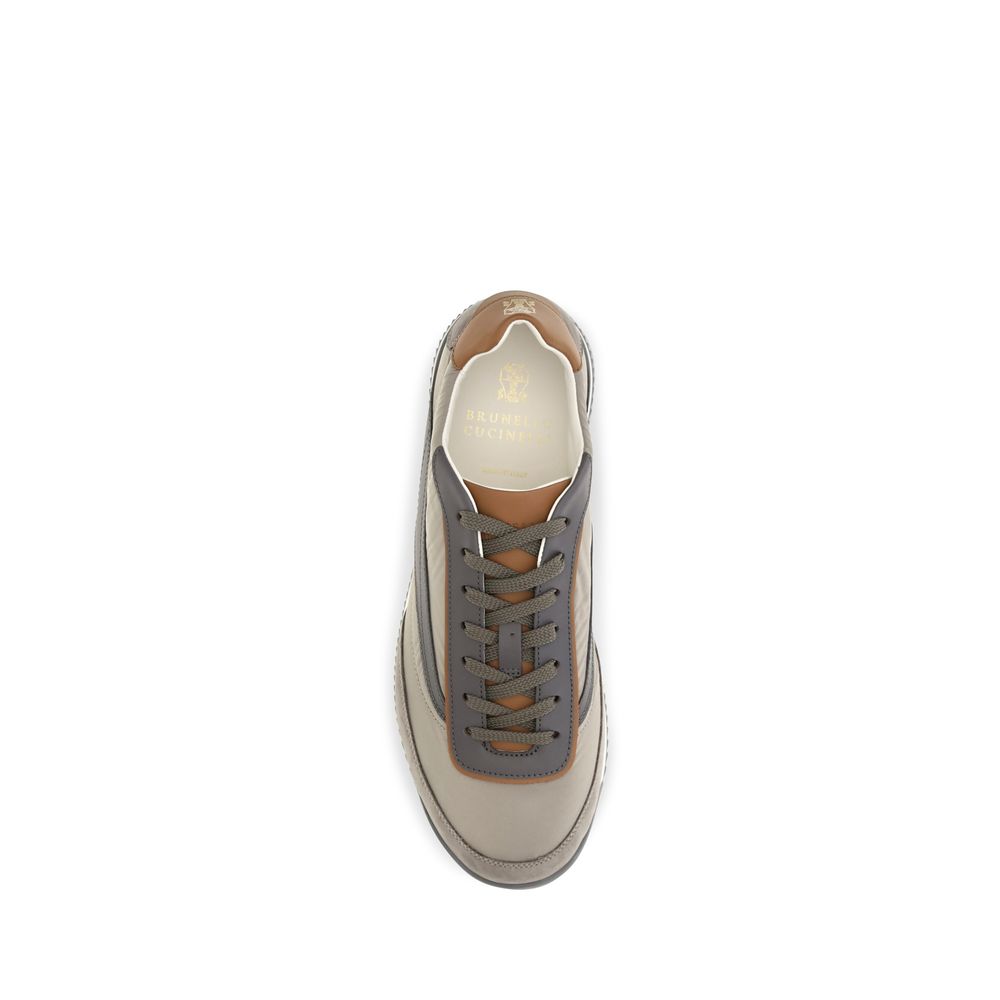 Brunello Cucinelli Beige Suede Low Top Sneakers