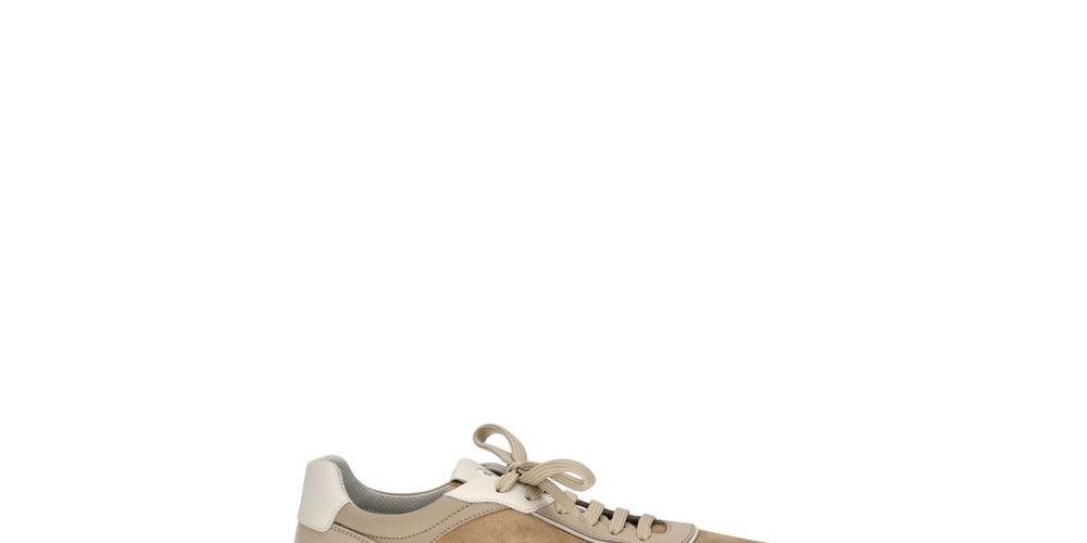Brunello Cucinelli Beige Calf Leather Low Top Sneakers