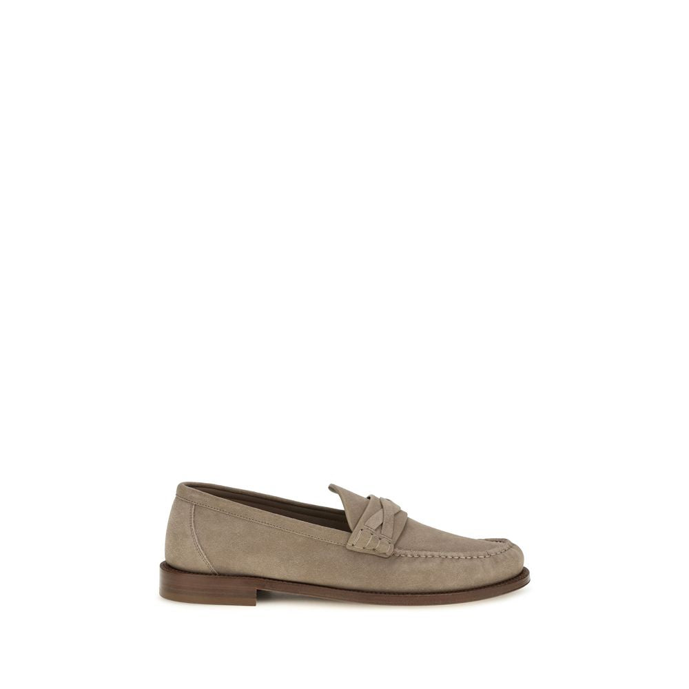 Brunello Cucinelli Beige Suede Loafers