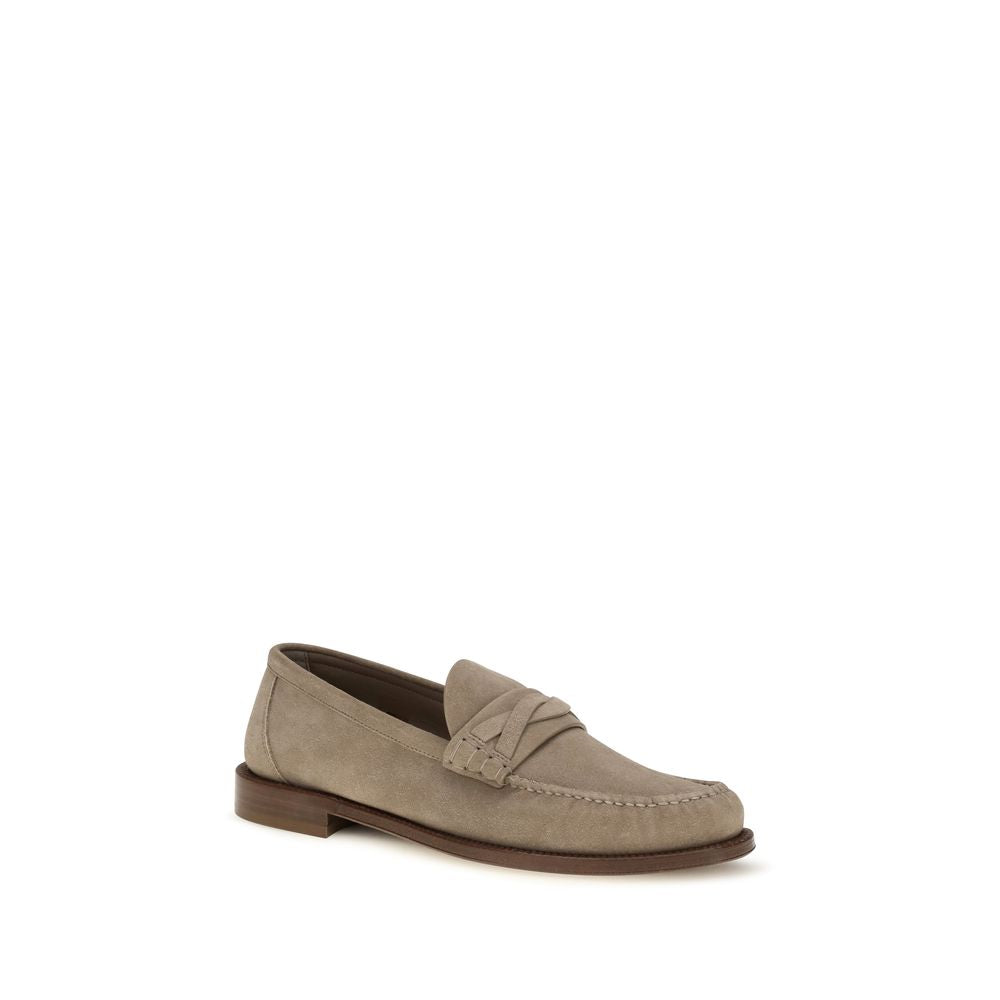 Brunello Cucinelli Beige Suede Loafers