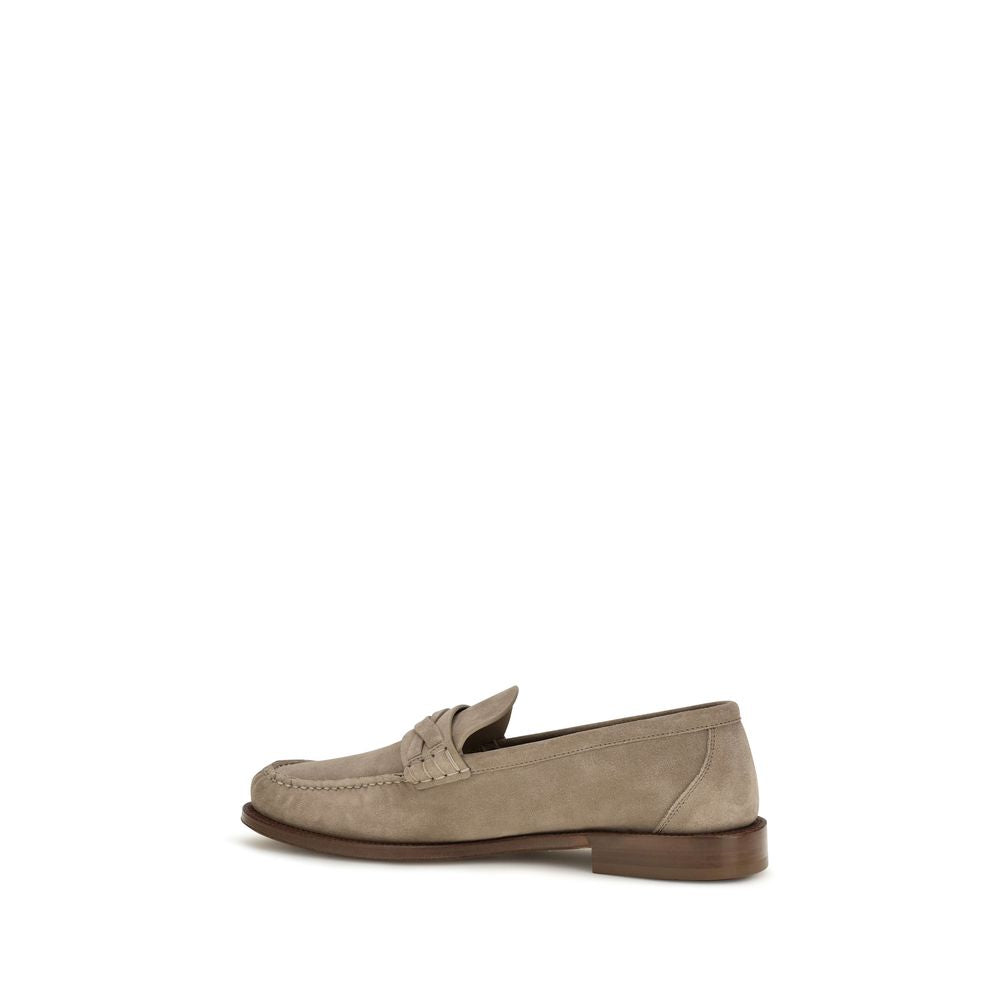 Brunello Cucinelli Beige Suede Loafers