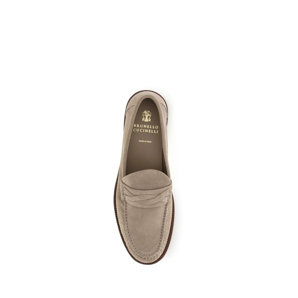 Brunello Cucinelli Beige Suede Loafers