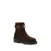 Valentino Garavani Brown Calf Leather Ankle Boots