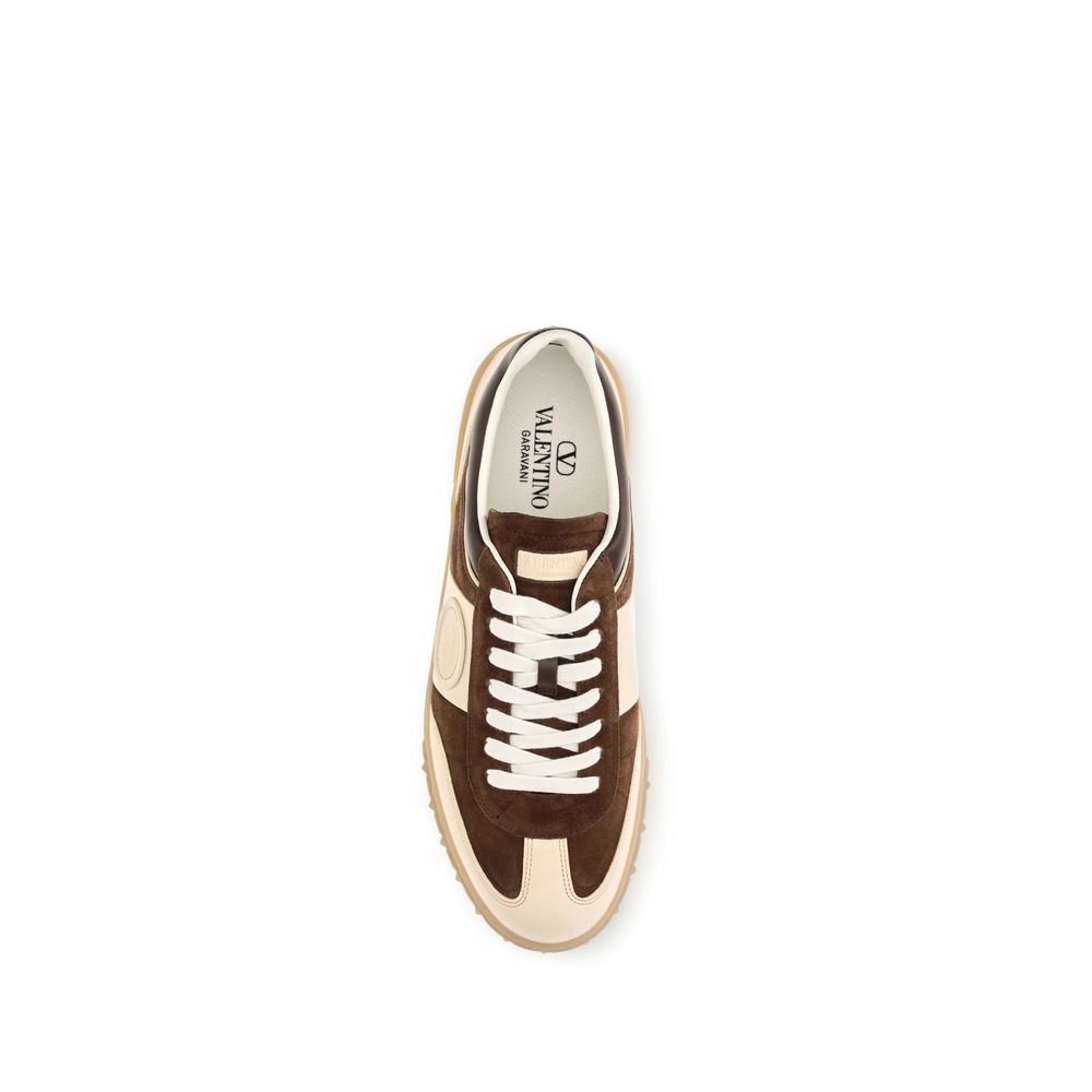 Valentino Garavani Brown Calf Leather Low Top Sneakers