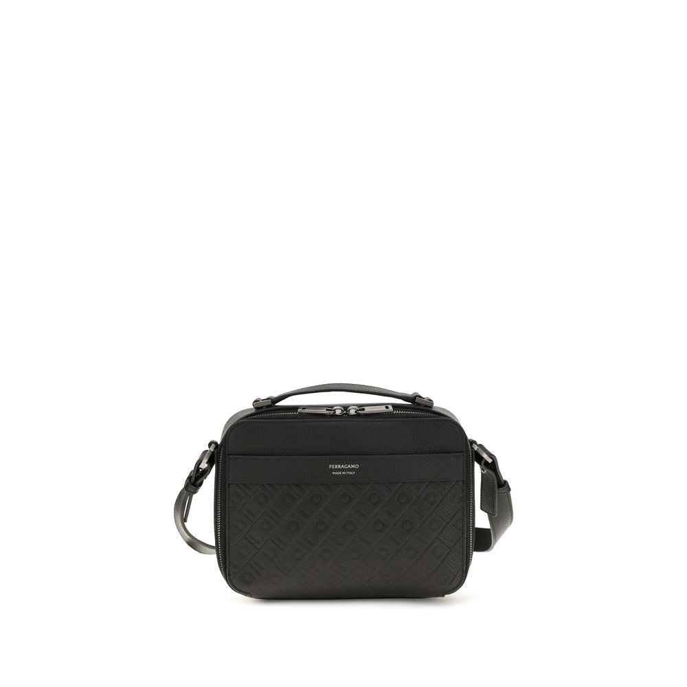 Ferragamo Black Calf Leather Shoulder Bag