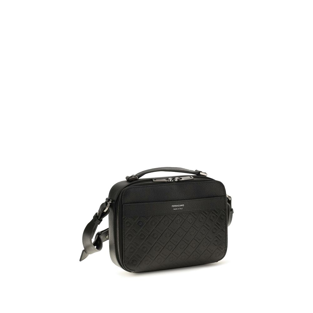 Ferragamo Black Calf Leather Shoulder Bag