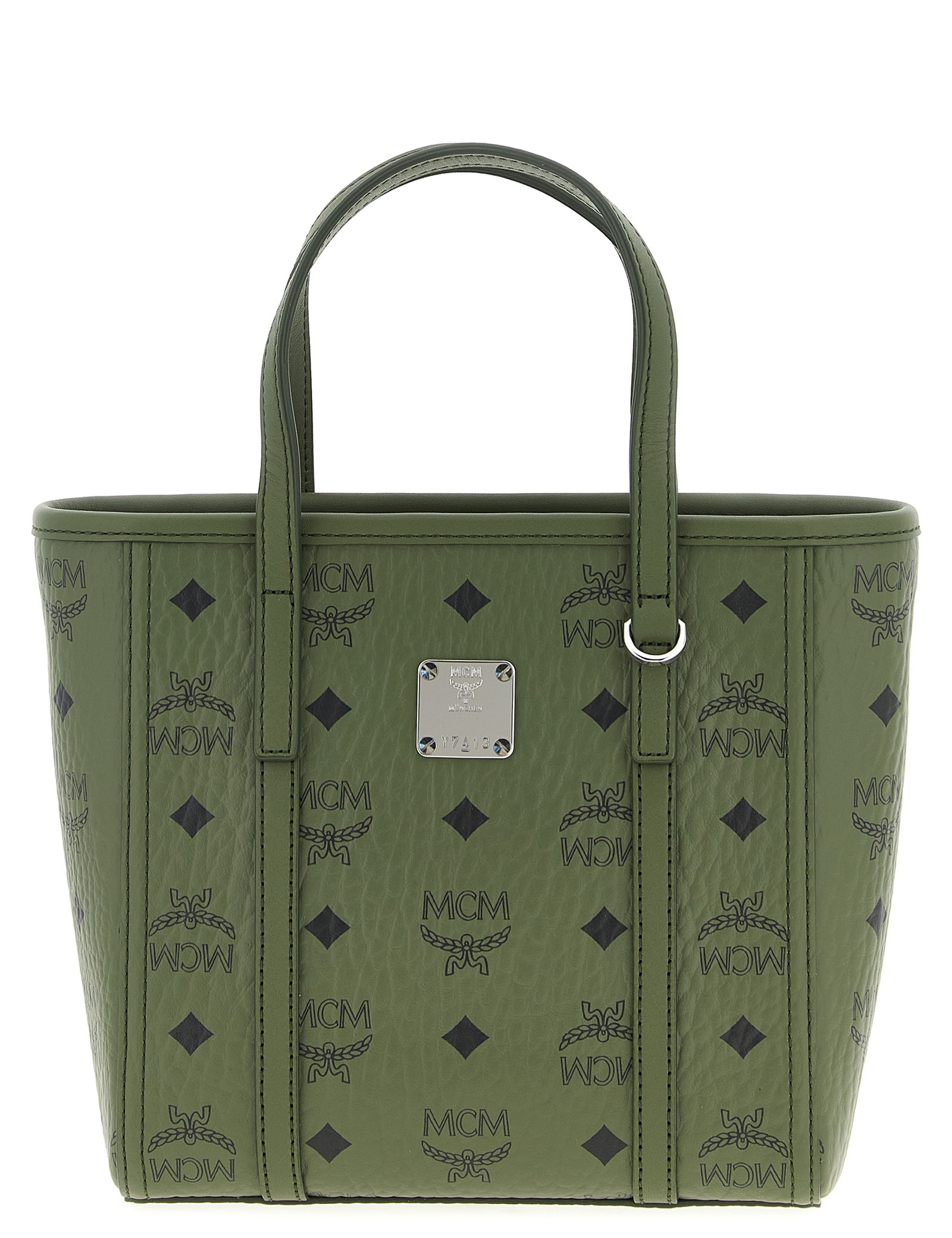 MCM Green Polyurethane Tote Bag
