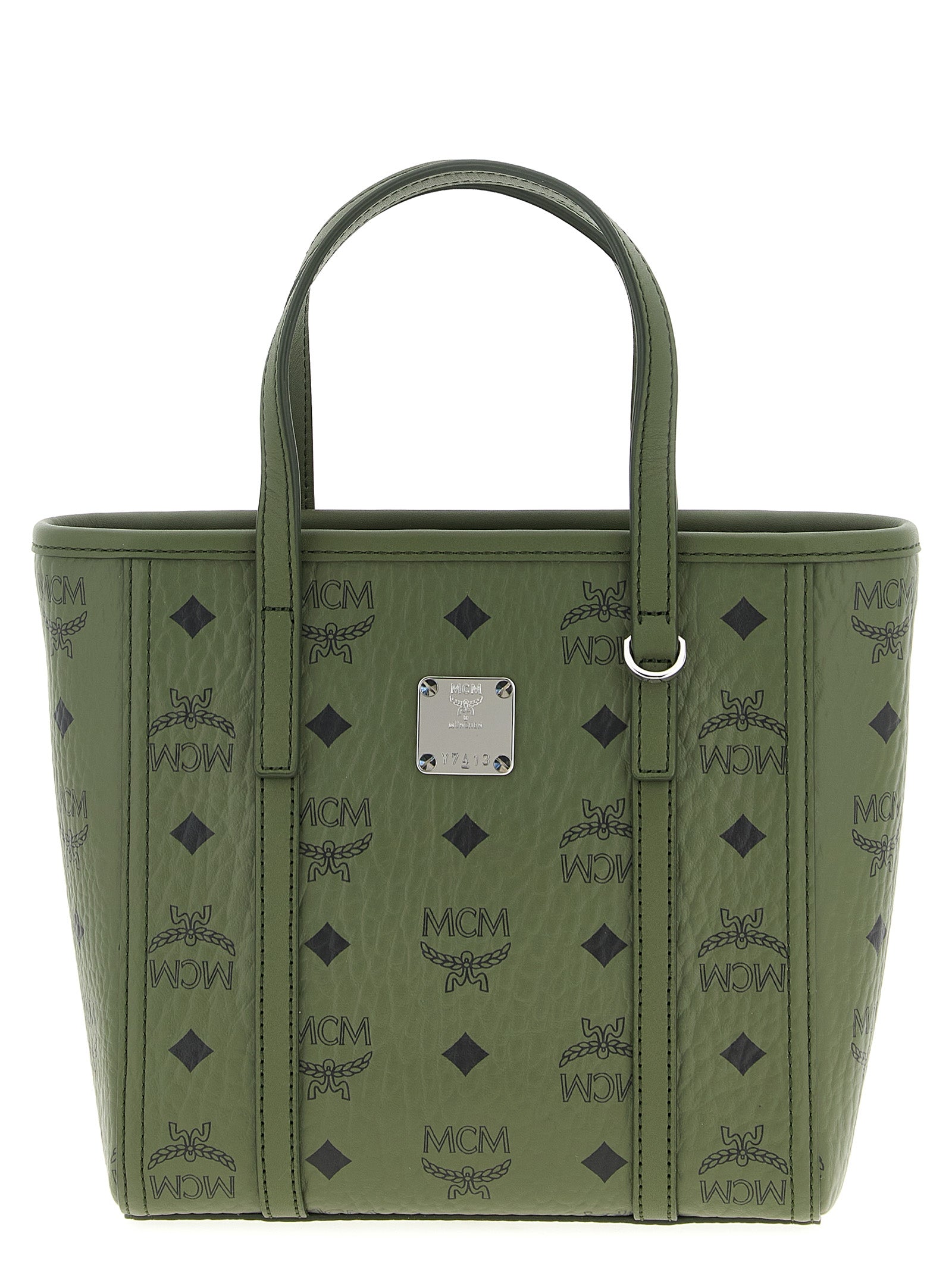 MCM Green Polyurethane Tote Bag