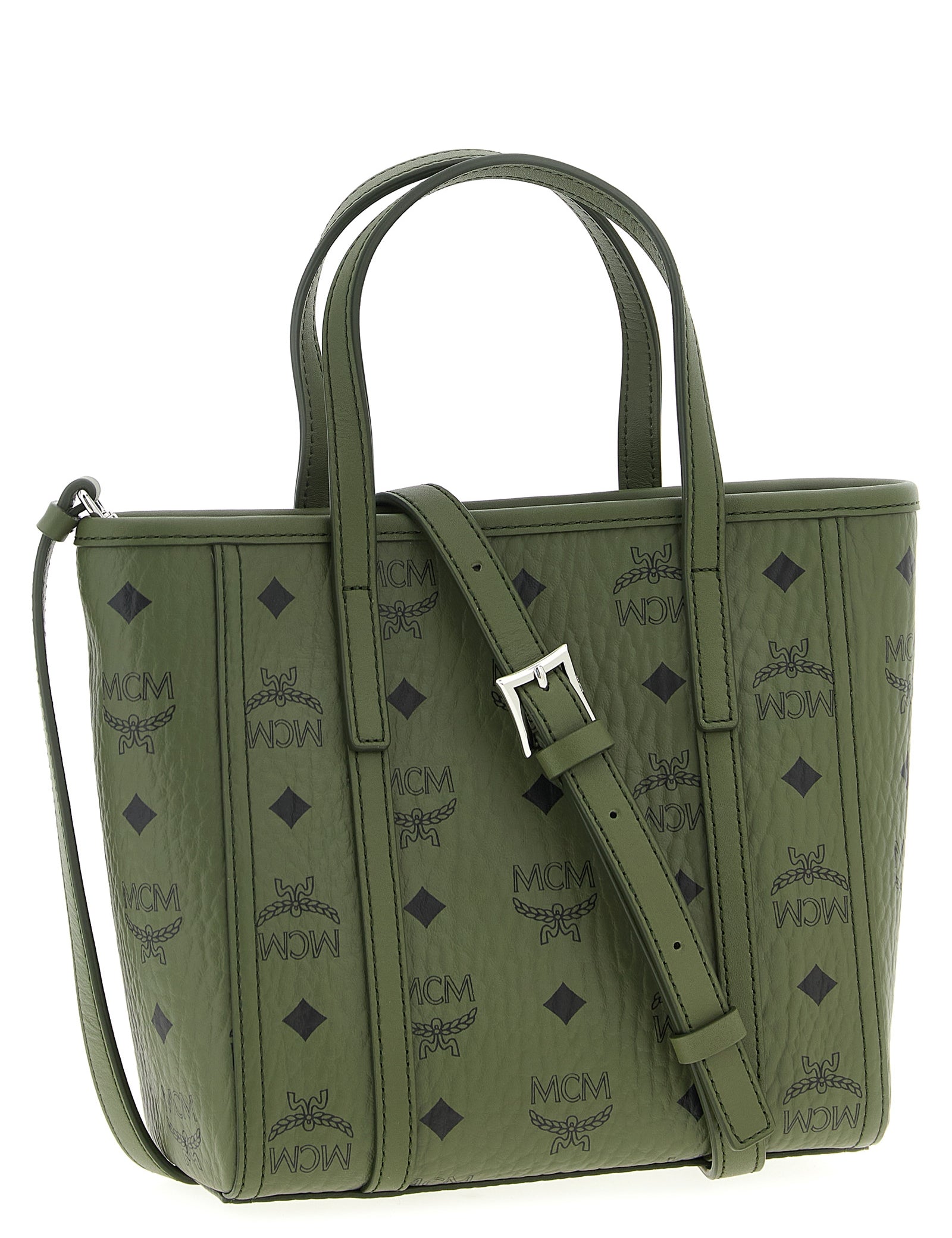 MCM Green Polyurethane Tote Bag