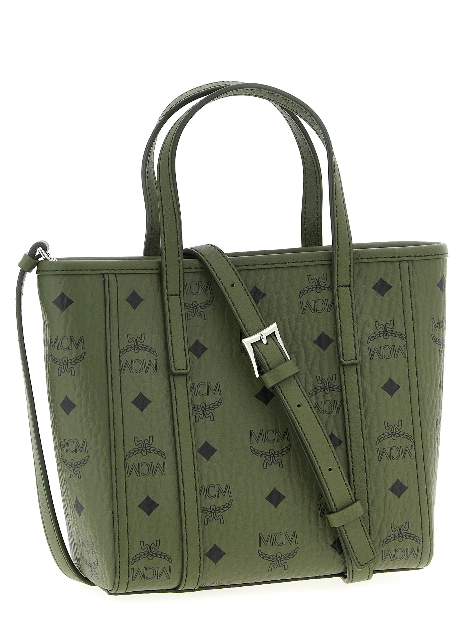 MCM Green Polyurethane Tote Bag