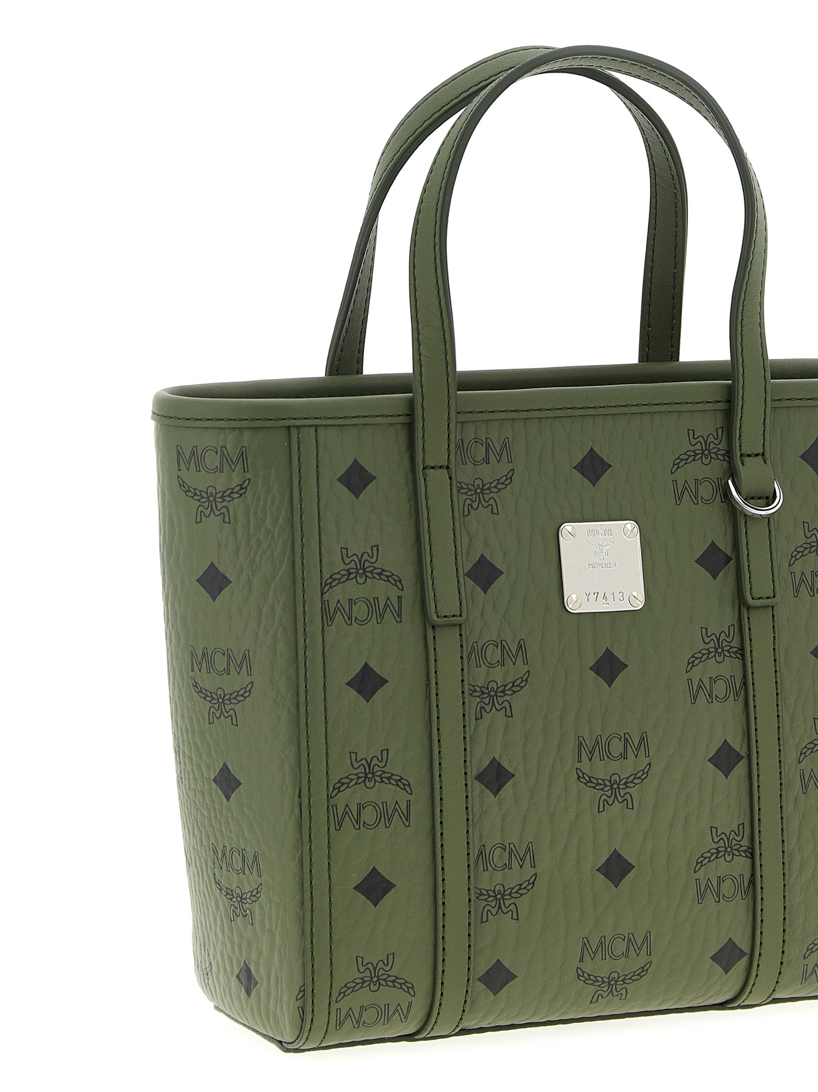 MCM Green Polyurethane Tote Bag