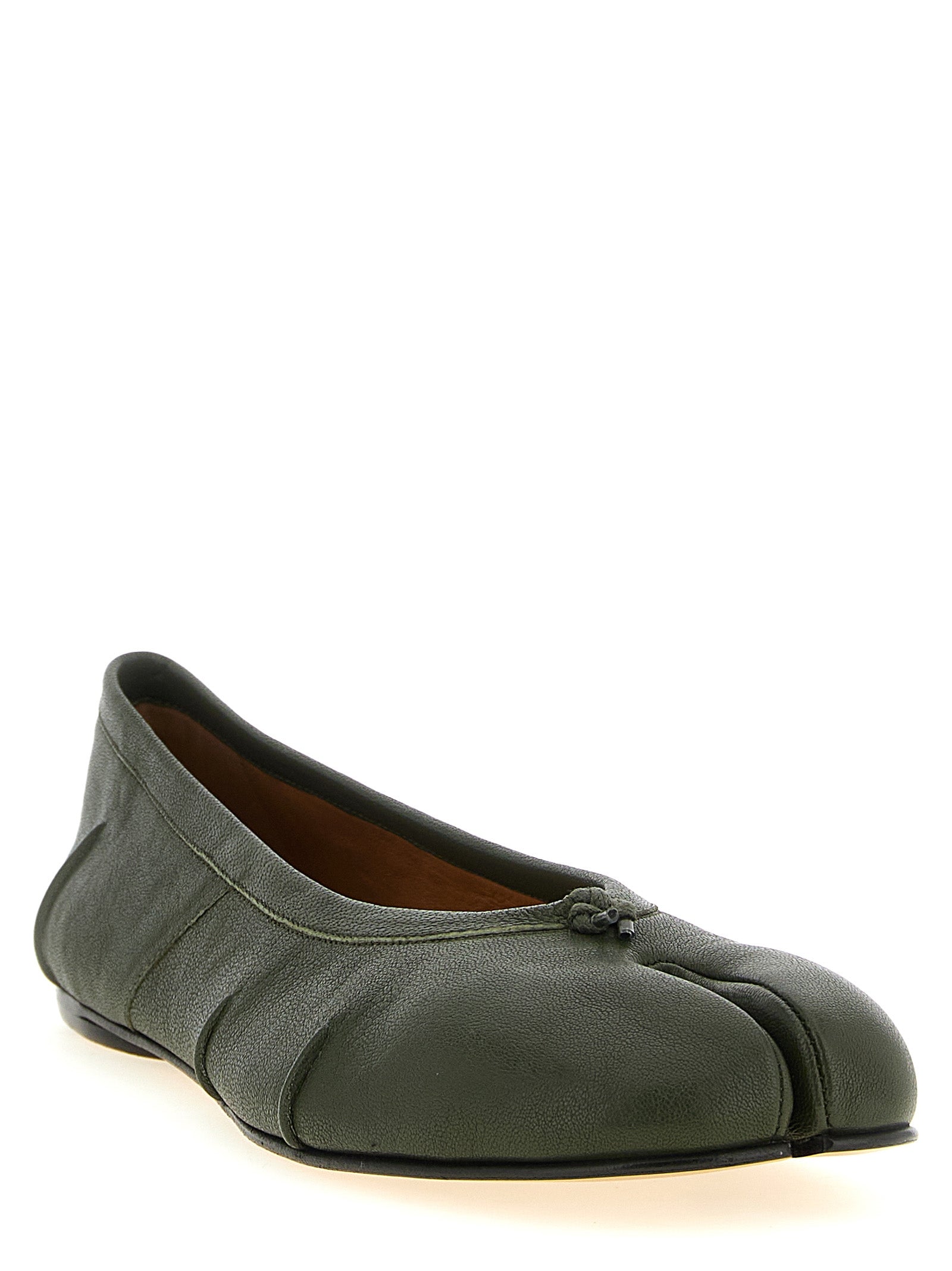 Maison Margiela Olive Green Lambskin Ballet Flats