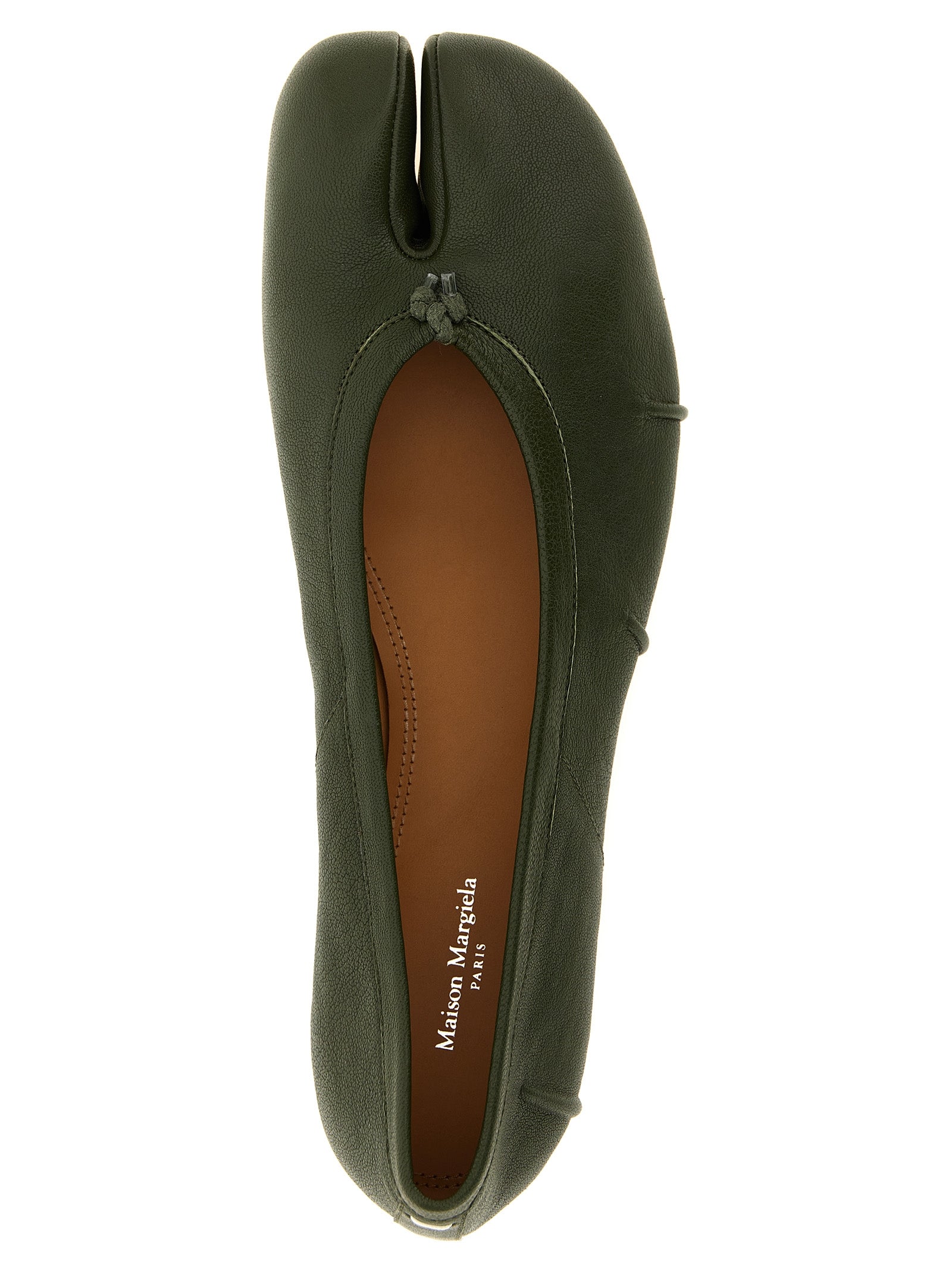 Maison Margiela Olive Green Lambskin Ballet Flats