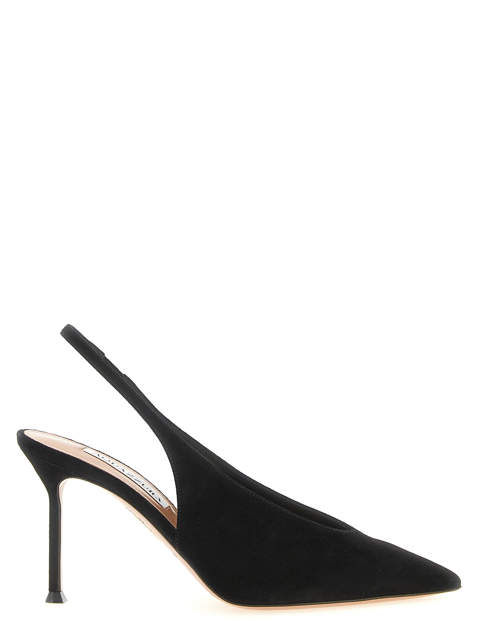 Aquazzura Black Goat Leather Slingback Pumps