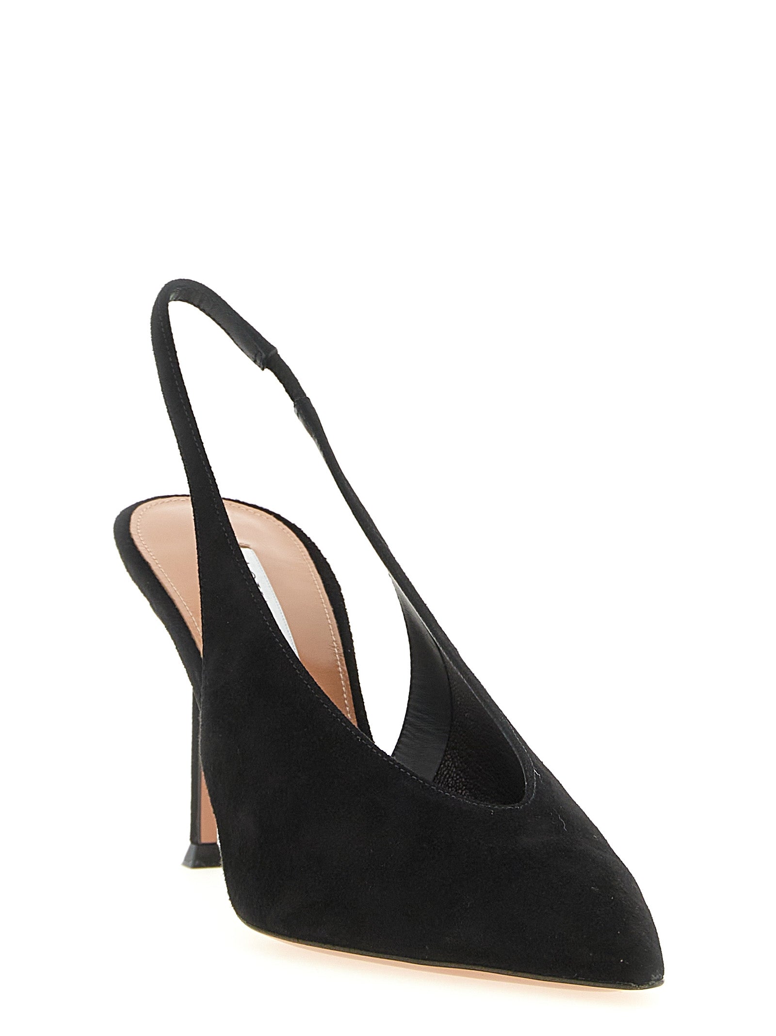 Aquazzura Black Goat Leather Slingback Pumps