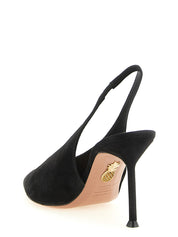 Aquazzura Black Goat Leather Slingback Pumps