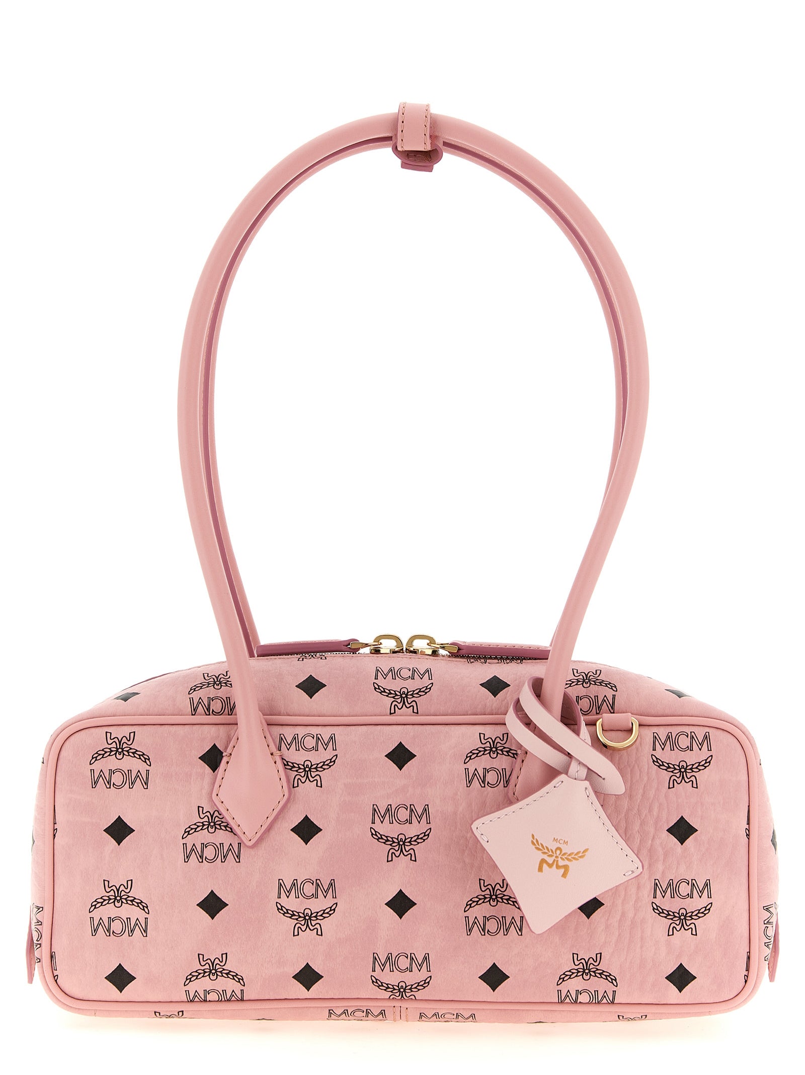 MCM Light Pink Coated Canvas Shoulder Bag