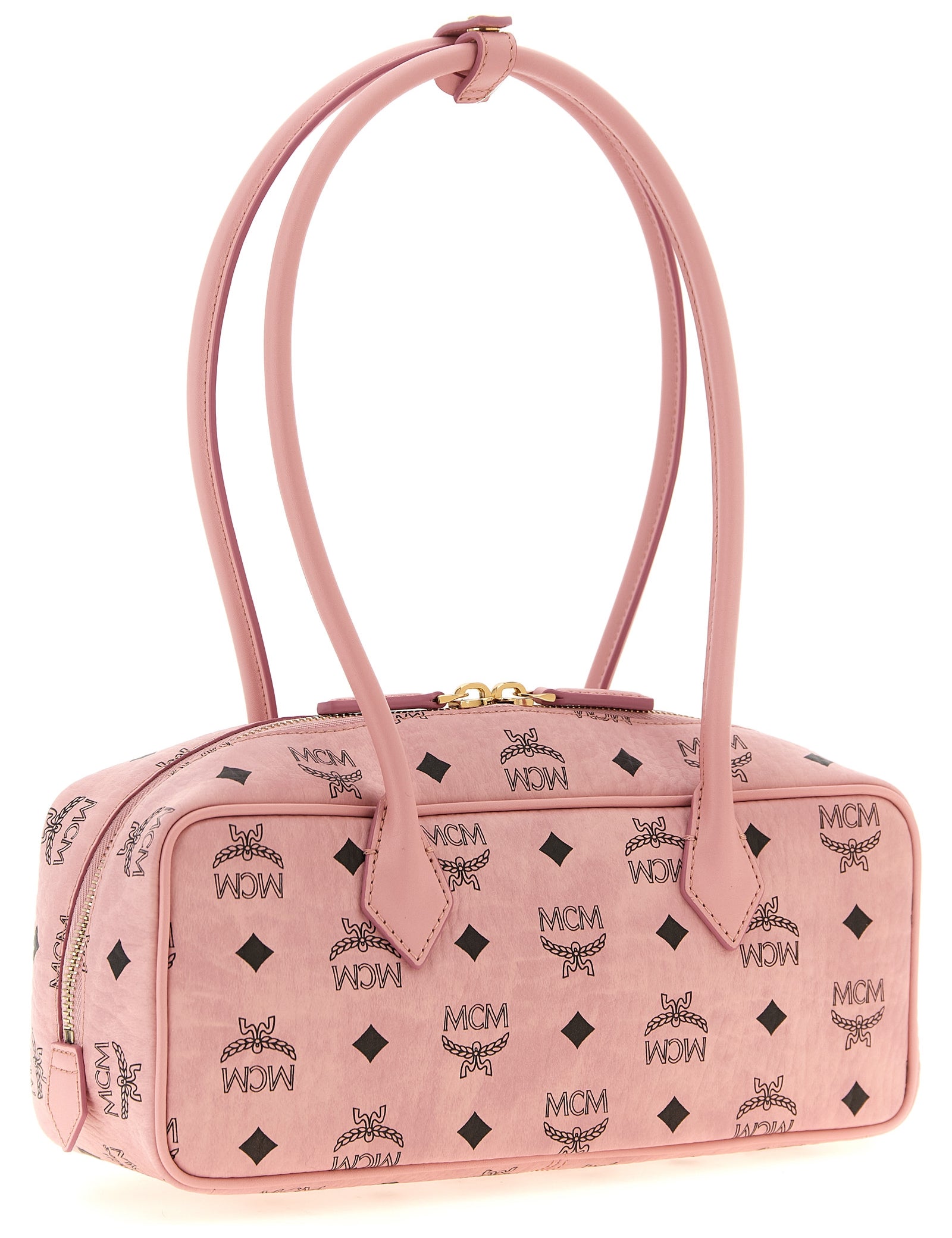 MCM Light Pink Coated Canvas Shoulder Bag