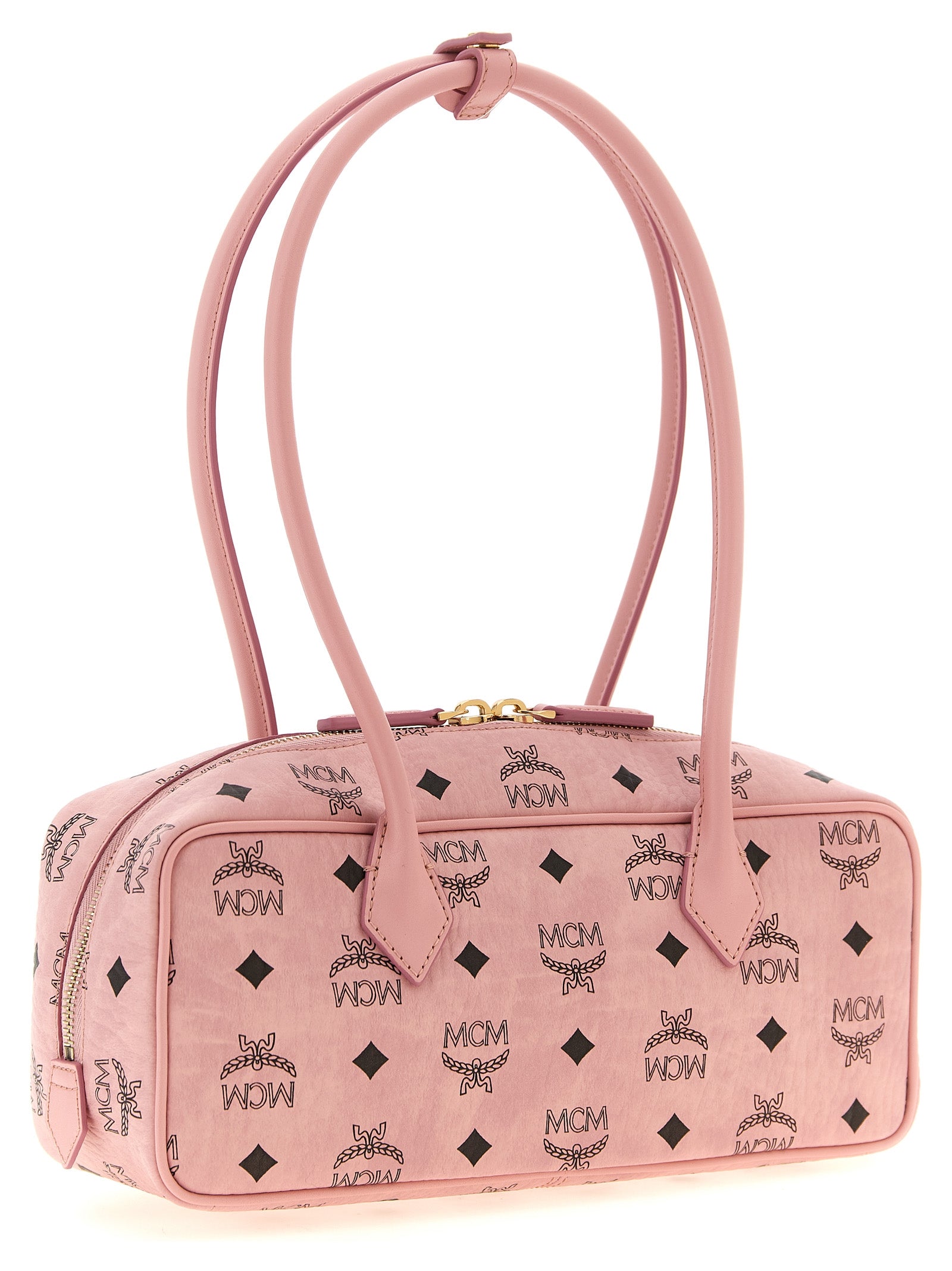 MCM Light Pink Coated Canvas Shoulder Bag