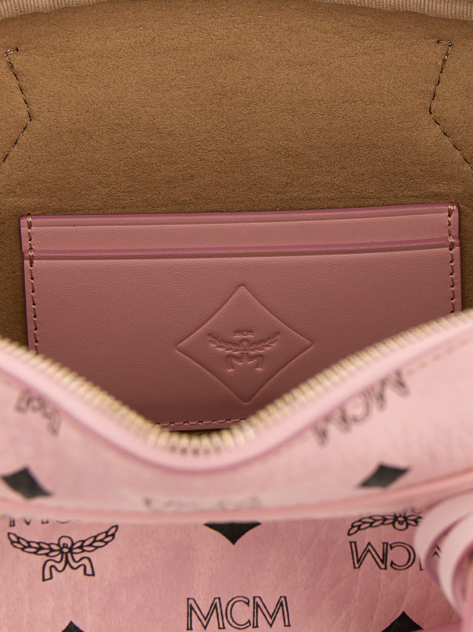 MCM Light Pink Coated Canvas Shoulder Bag