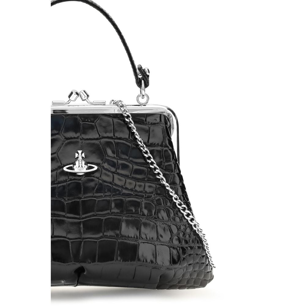Vivienne Westwood Black Calf Leather Shoulder Bag