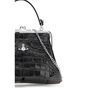 Vivienne Westwood Black Calf Leather Shoulder Bag