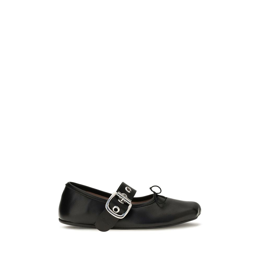 Vivienne Westwood Black Calf Leather Ballet Flats