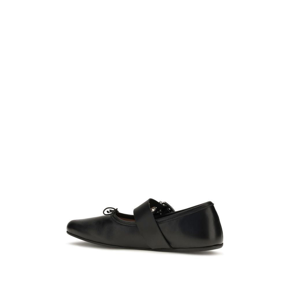 Vivienne Westwood Black Calf Leather Ballet Flats