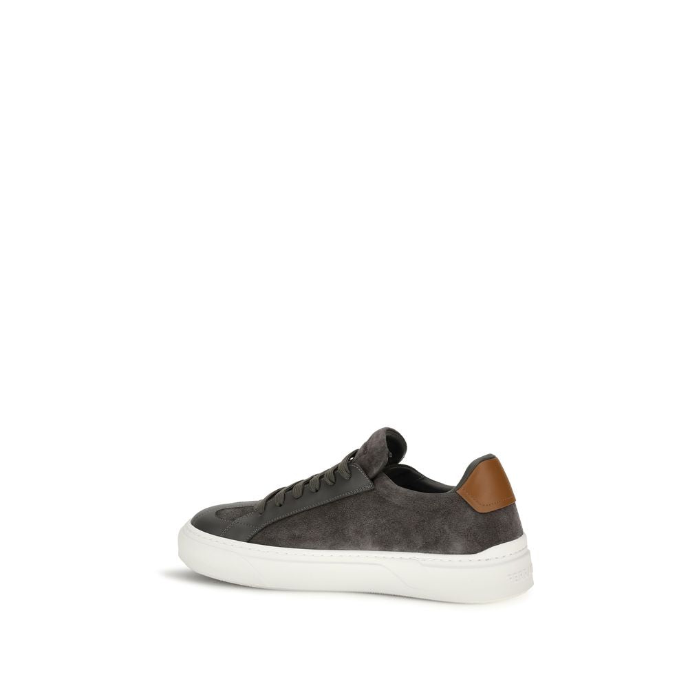 Ferragamo Gray Suede Low Top Sneakers