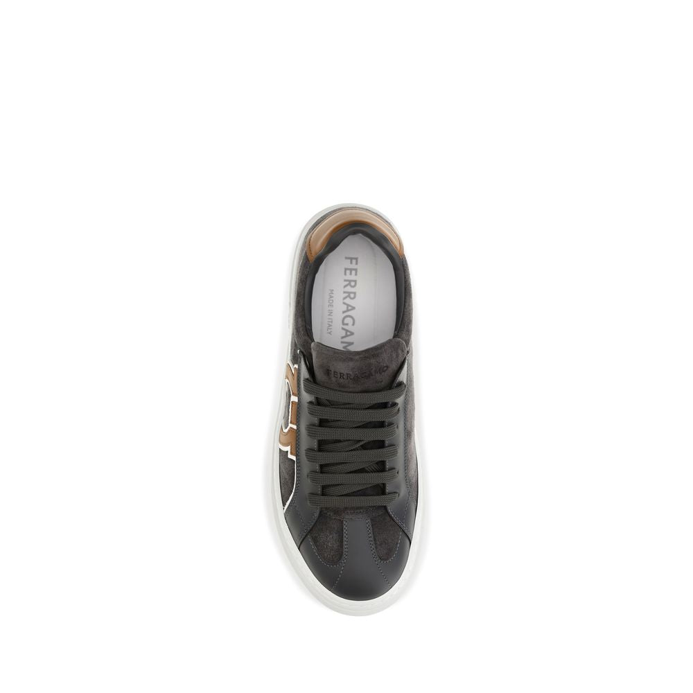 Ferragamo Gray Suede Low Top Sneakers