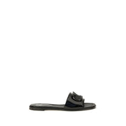 Valentino Garavani Black Calf Leather Flat Sandals