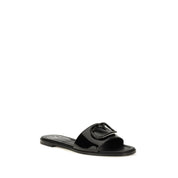 Valentino Garavani Black Calf Leather Flat Sandals