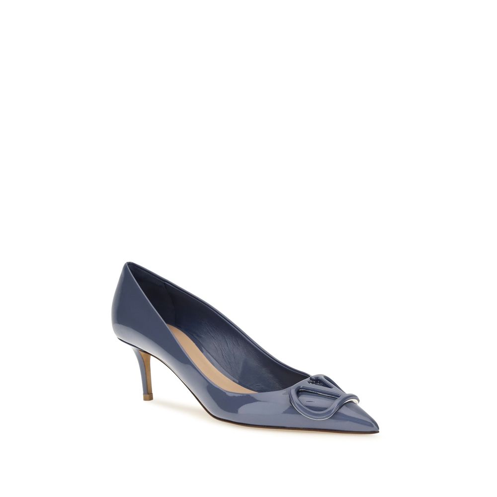 Valentino Garavani Blue Calf Leather High Heel Pumps