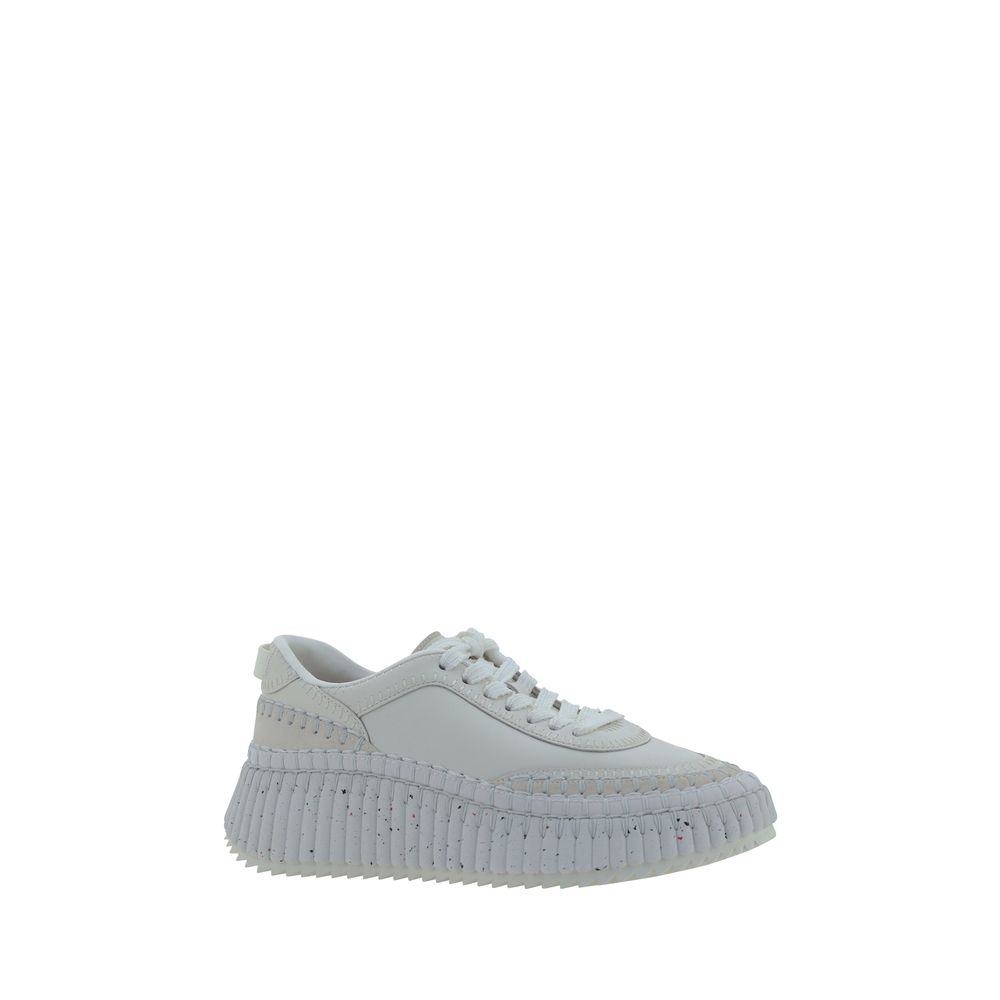 Chloé White Calf Leather Platform Sneakers