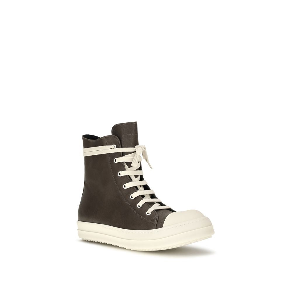 Rick Owens Brown Calf Leather High Top Sneakers