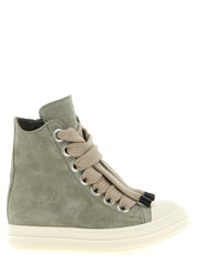Rick Owens Green Calfskin High-Top Sneakers