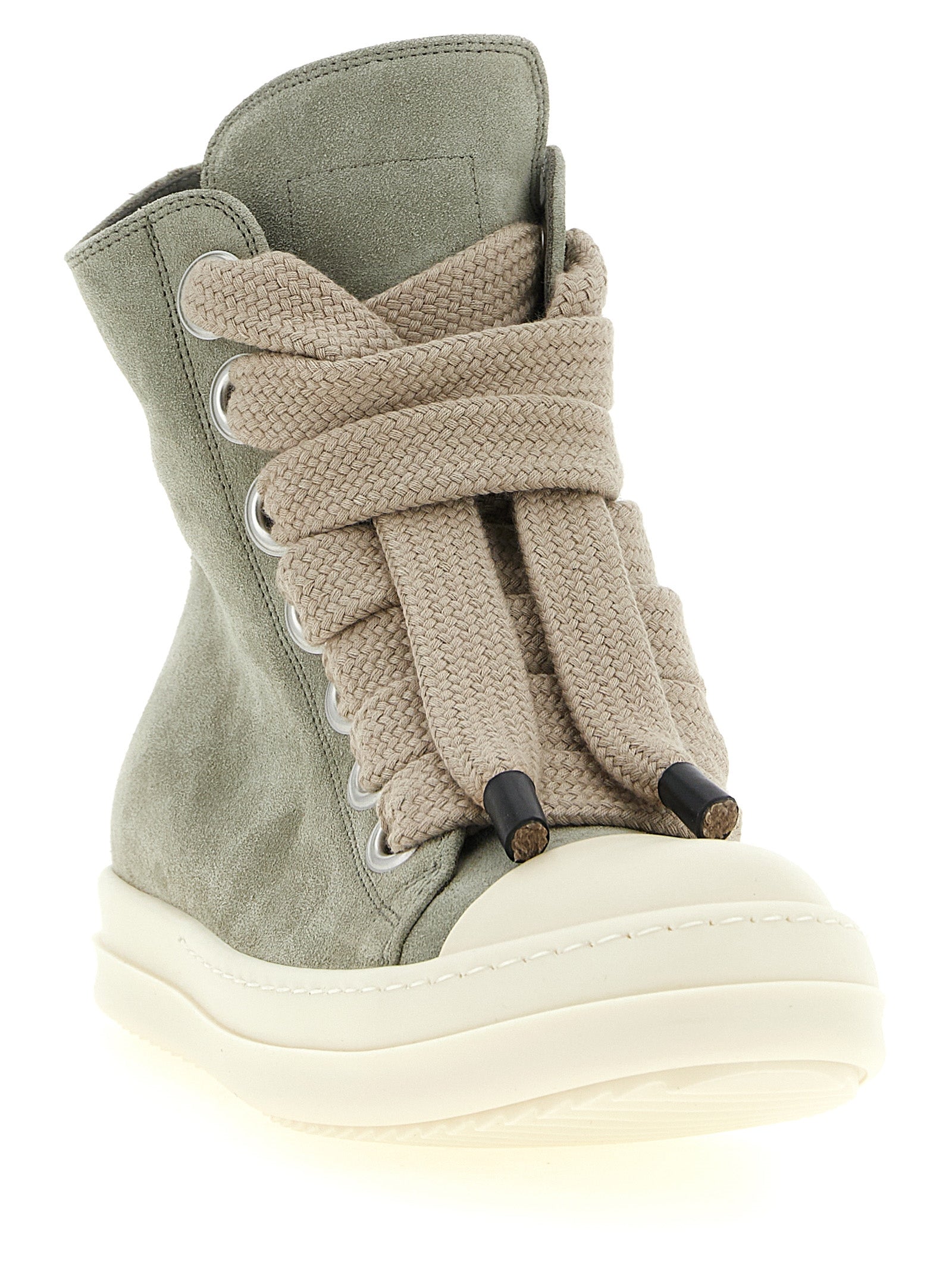 Rick Owens Green Calfskin High-Top Sneakers