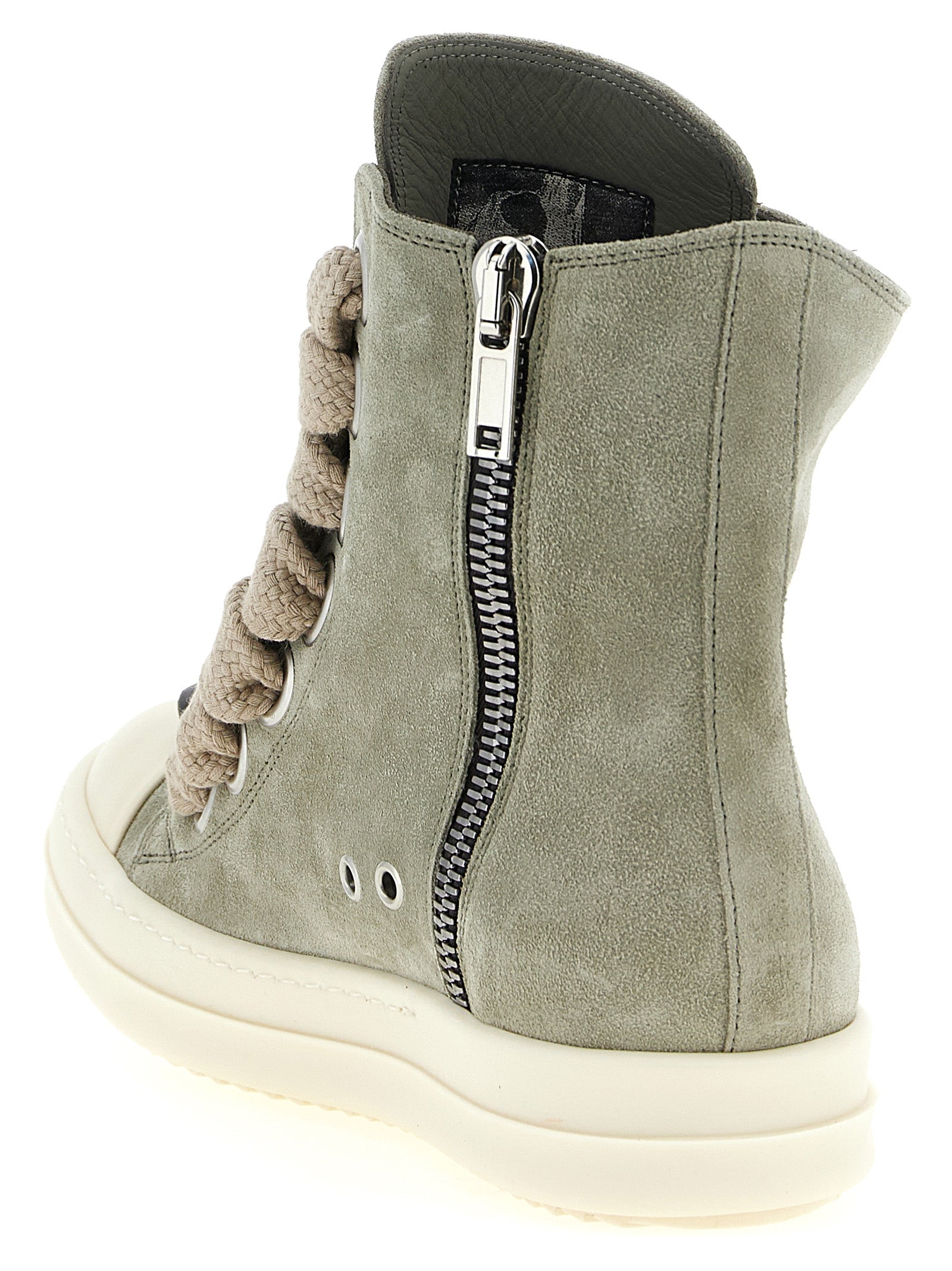 Rick Owens Green Calfskin High-Top Sneakers