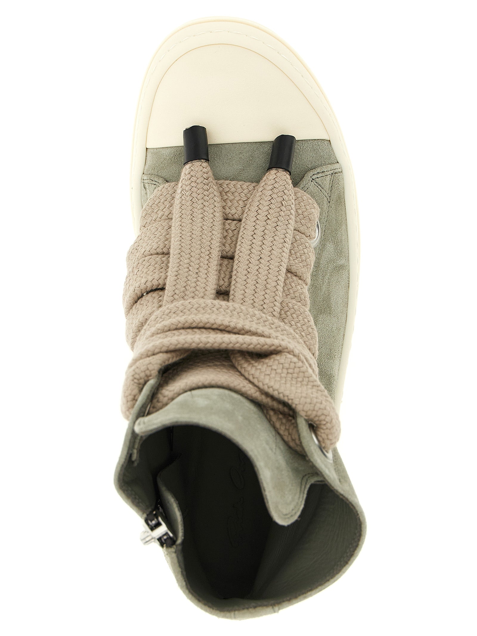 Rick Owens Green Calfskin High-Top Sneakers