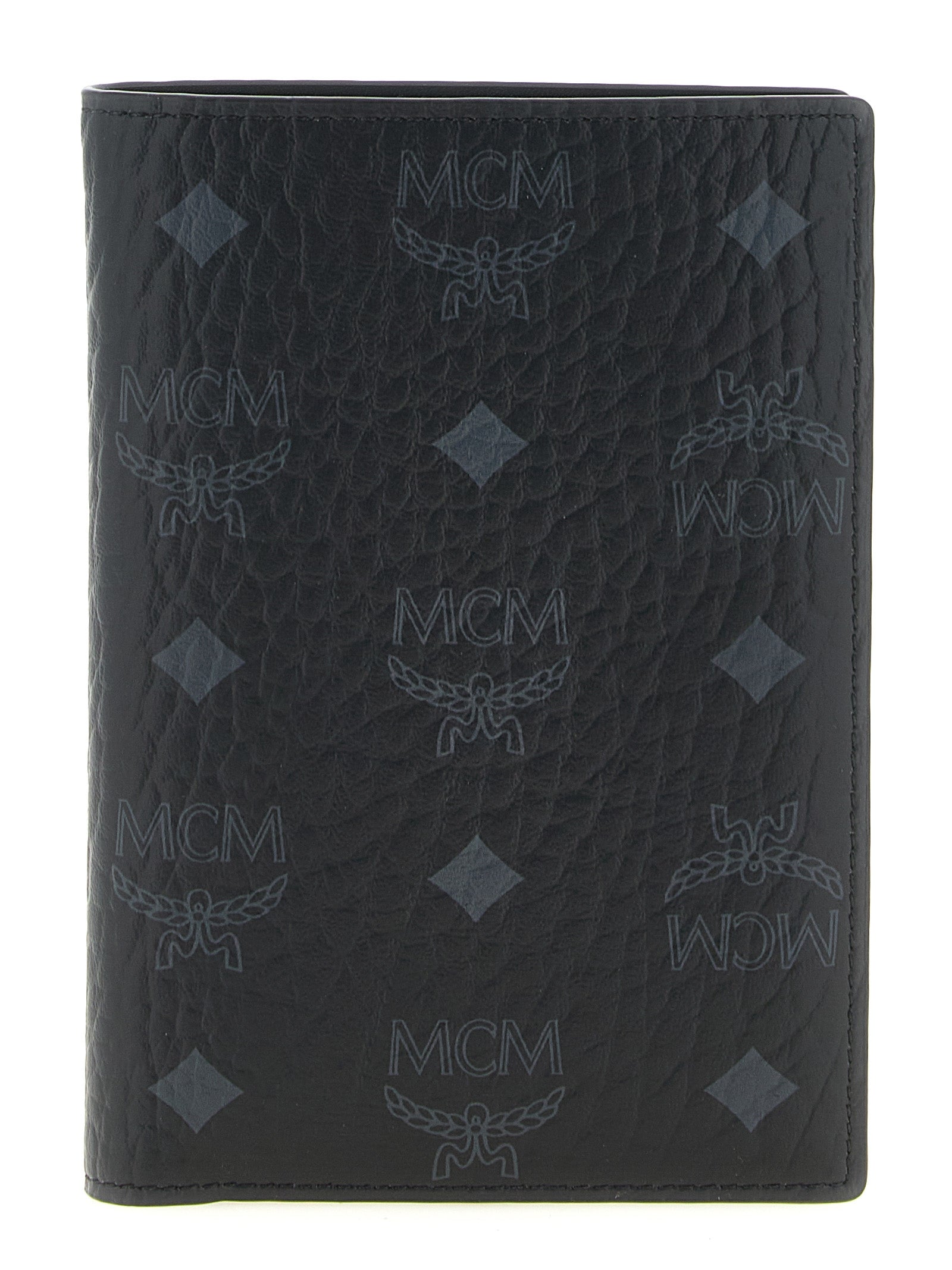 MCM Black Coated Canvas Passport Holder