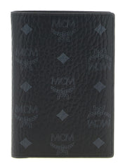 MCM Black Coated Canvas Passport Holder